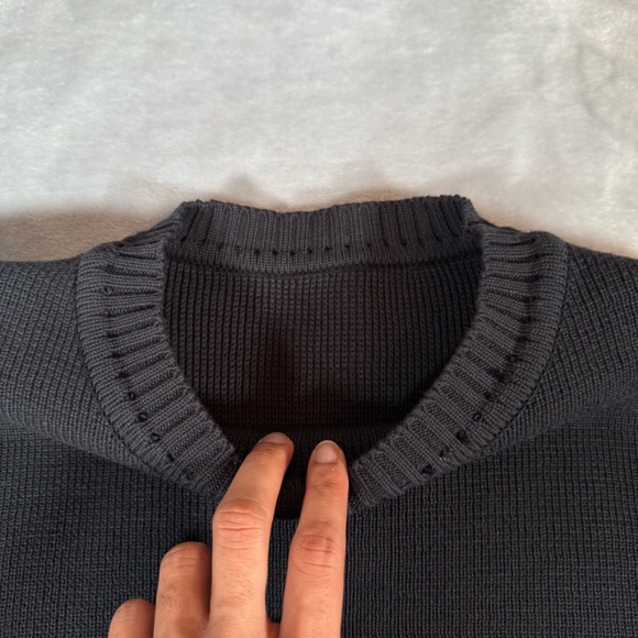 Varsity Striped Cotton Knit Sweater Mens XL Tall Fit (Estimated) Sample Black - Picture 5 of 9